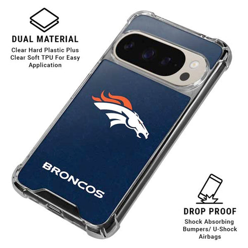 NFL Denver Broncos - Distressed Pixel 9/9 Pro Clear Case